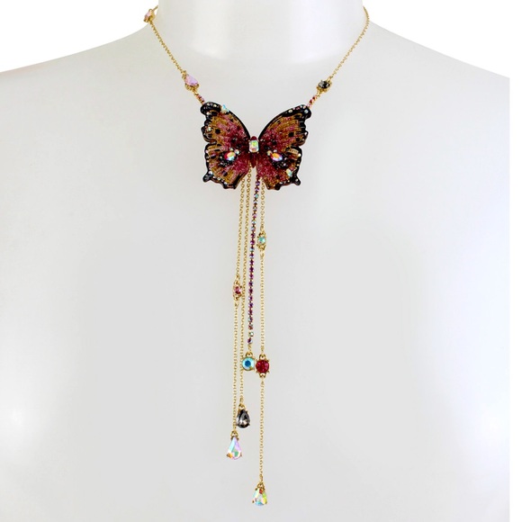 New Betsey Johnson Gold-Tone Bead & Butterfly 16